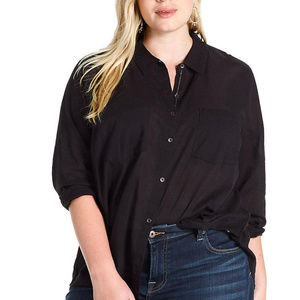 LUCKY BRAND Blouse Long Sleeve Black Semi NWT